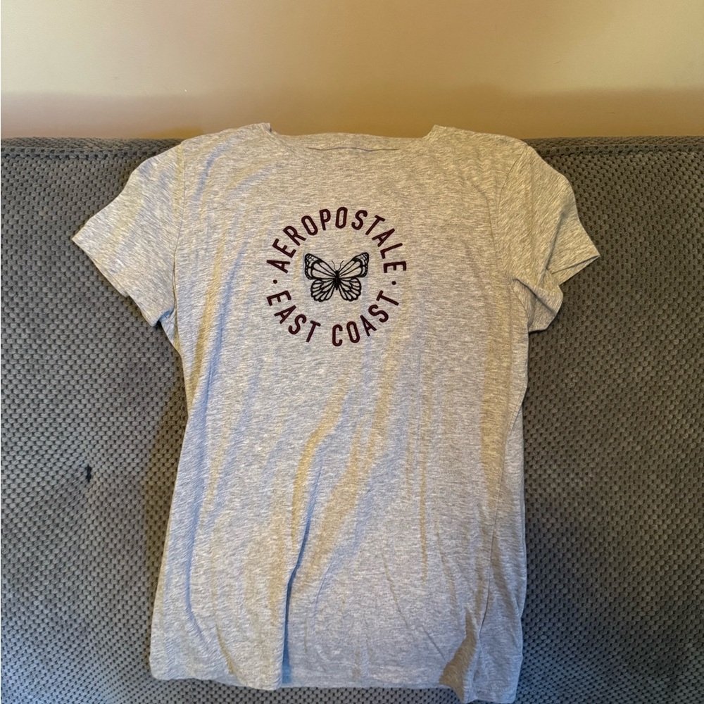 Aeropostale Heather Gray Tee with Butterfly Print